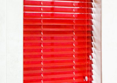 Red metal venetian blind