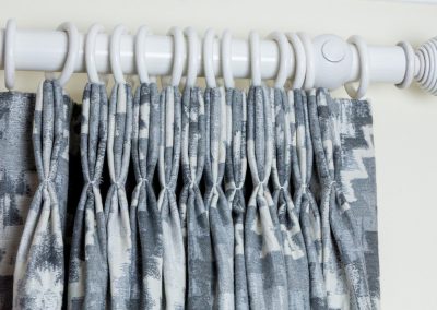 Triple pleated curtain detail